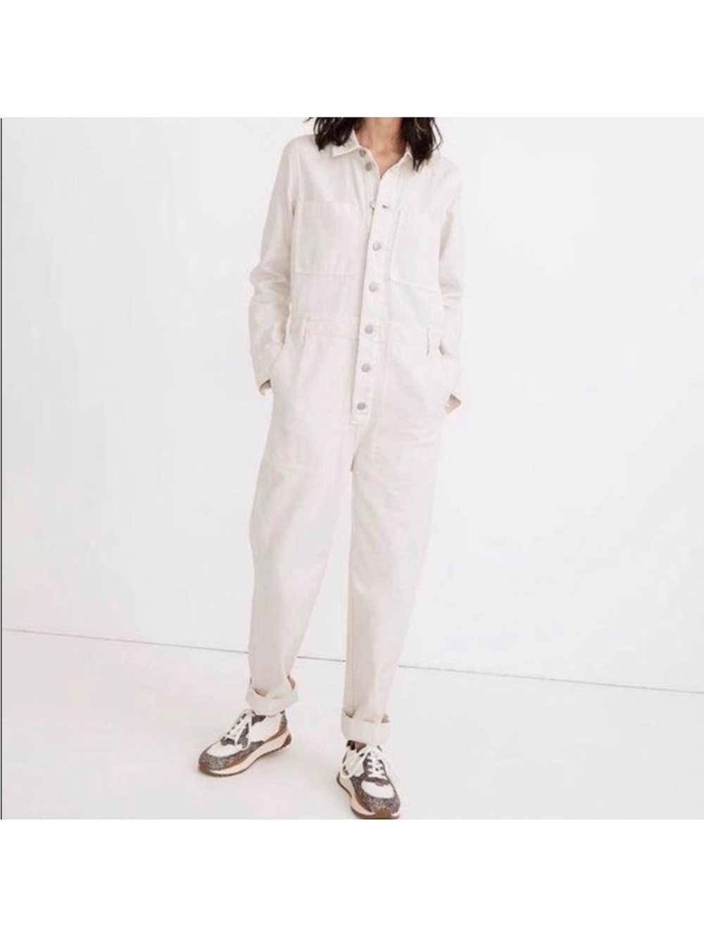 Madewell Garment-Dyed Relaxed Coveralls Ivory Cream Jumpsuit XS New Utility